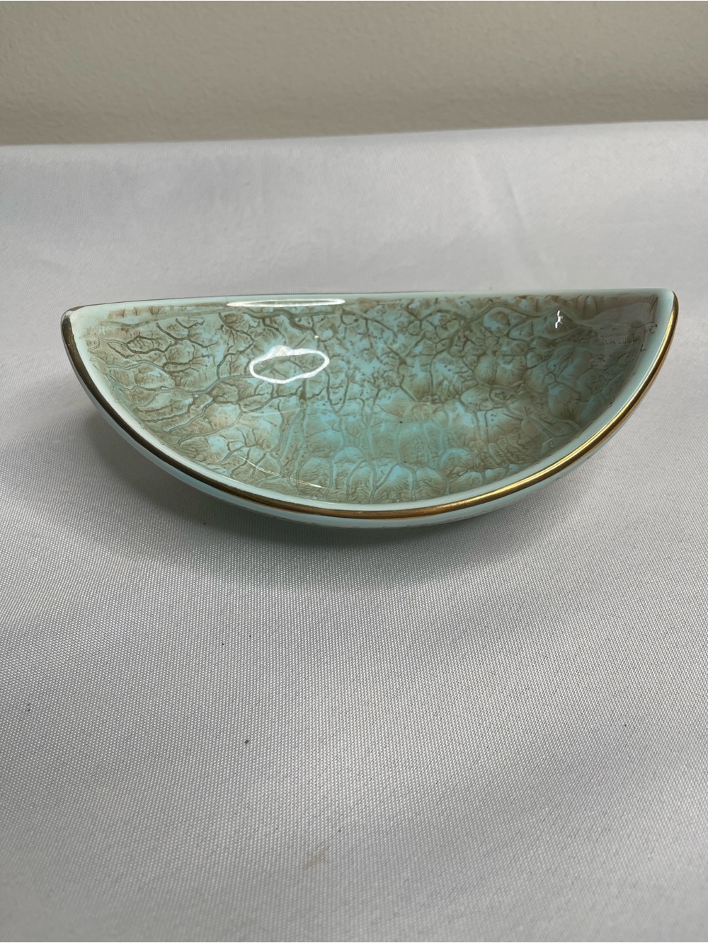 Delft Hand Painted Crackle Glaze Oval Bowl 8 in Blue Holland Ceramic